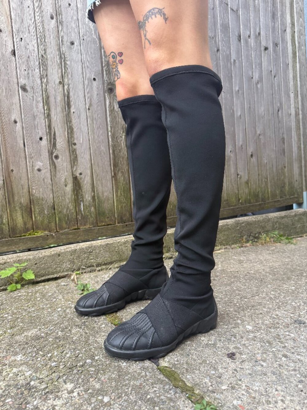 rare John Fluevog Rone Black Over-the-Knee Sneaker Boots